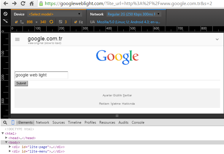 Googlecomtr with Google web light