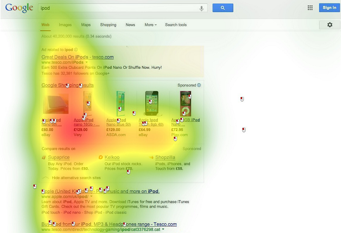 google ipod araması sıcaklık haritası